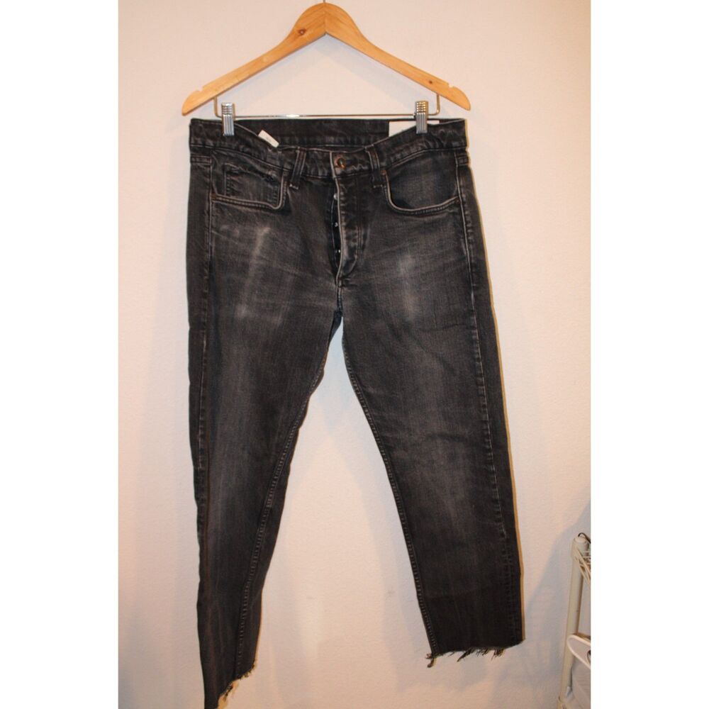 Rag & Bone Fit 2 Slim size 31 charcoal gray black jeans wear at pockets shown